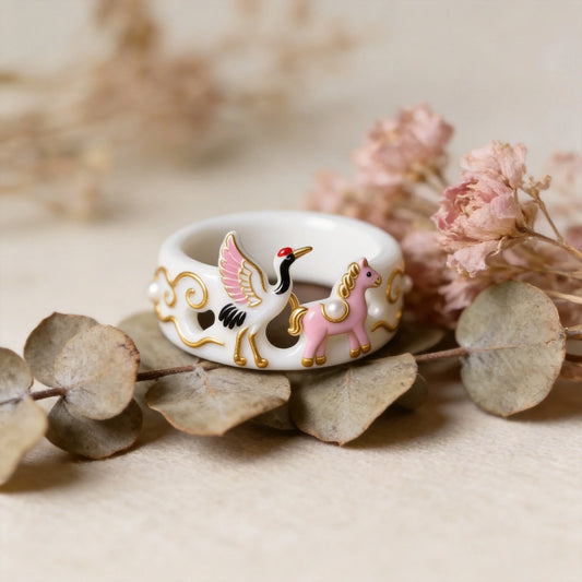 Crane Horse Auspicious Cloud Rings