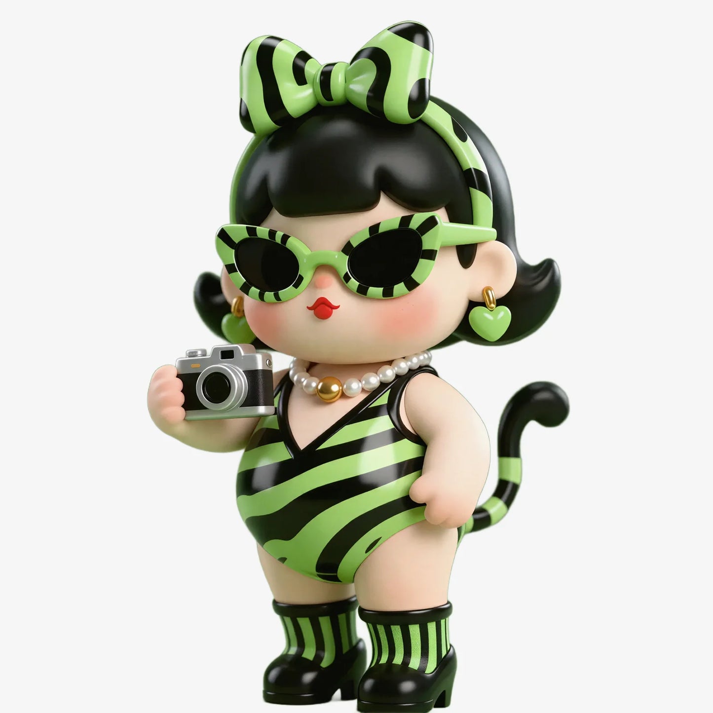 Green Black Stripes Figurine