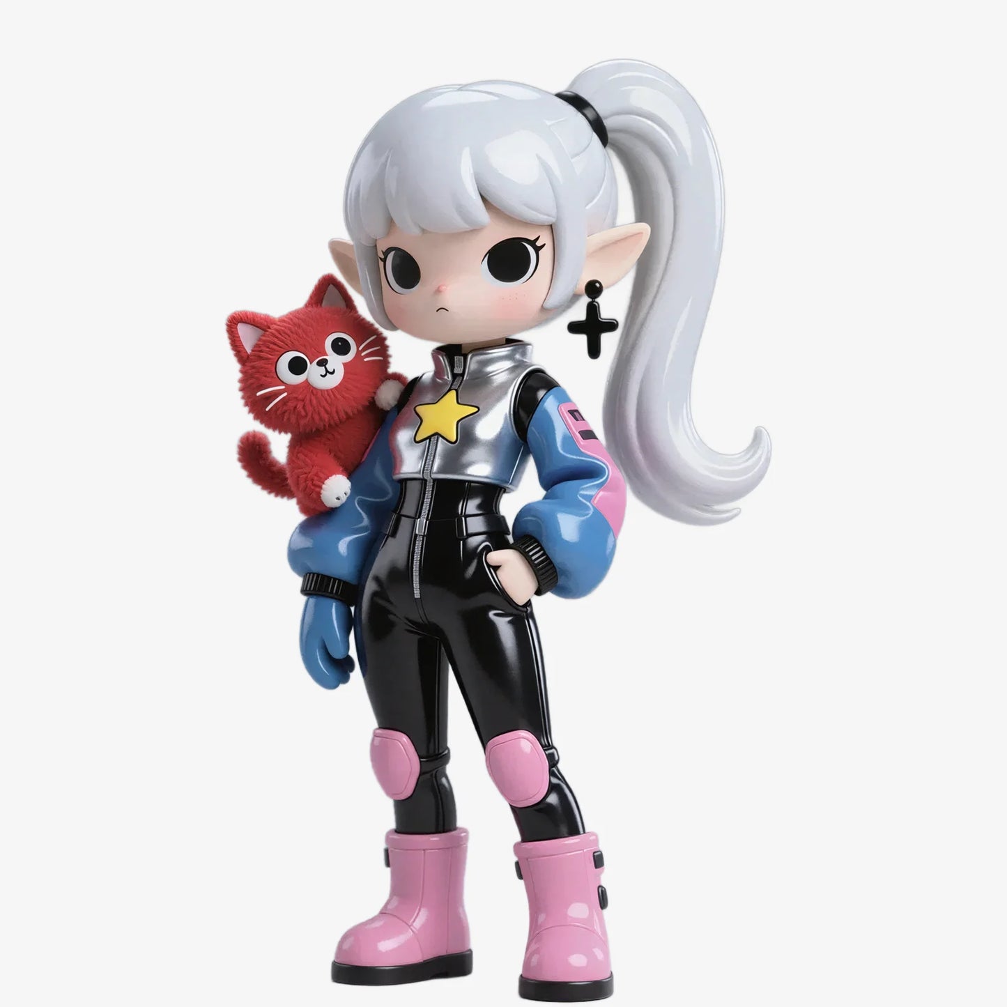 Trendy Girl and Cat Figurines