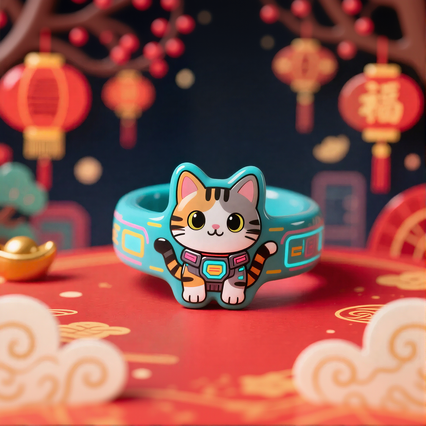 Cute Tech Cat Rings