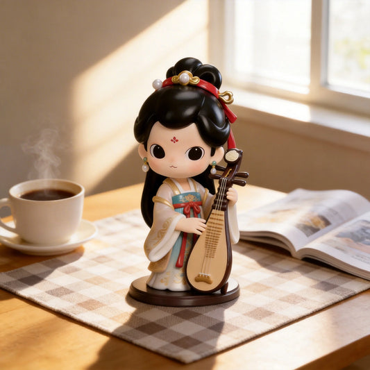 Ancient Style Pipa Playing Figurines