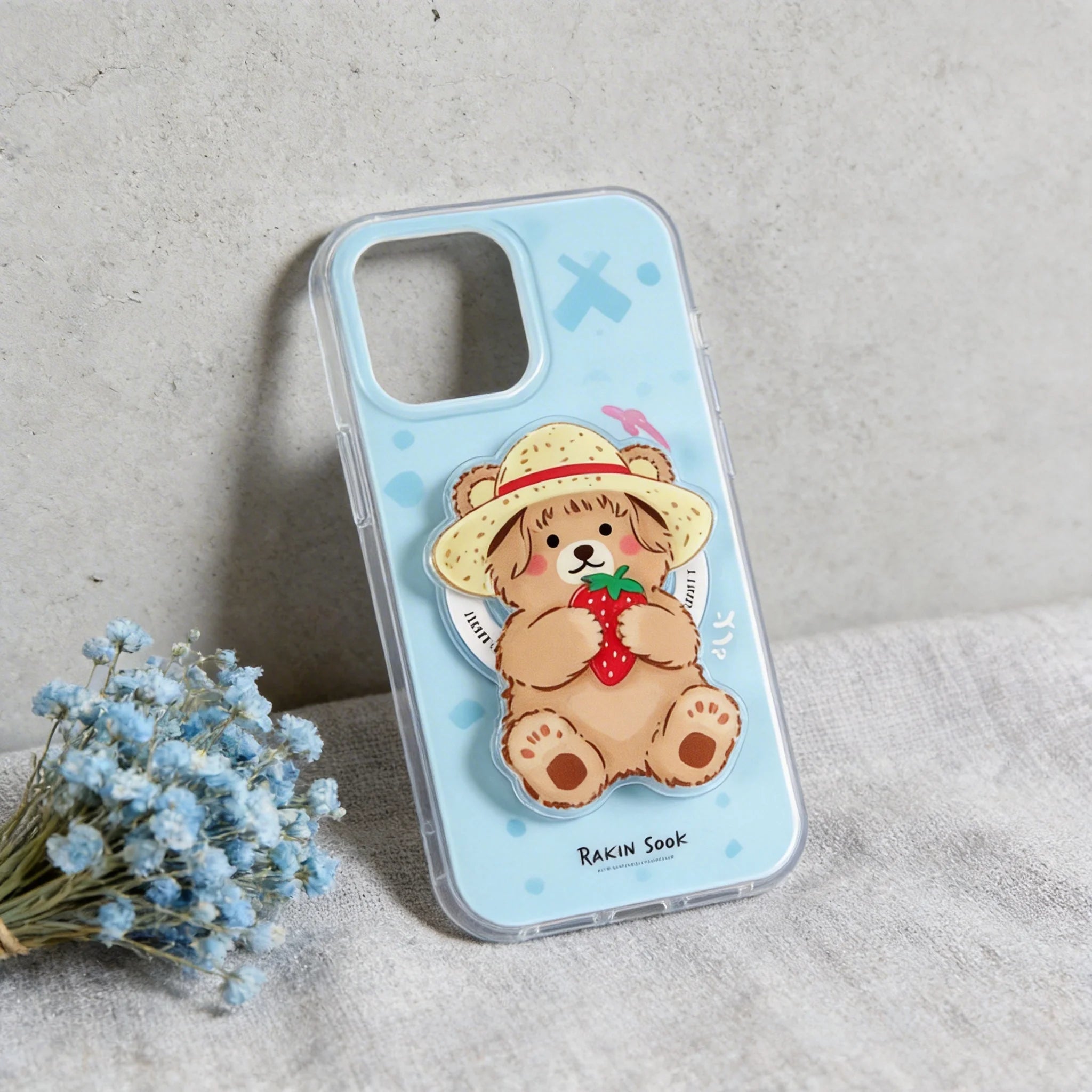 Bear with Hat & Berry Phone Grip Stand