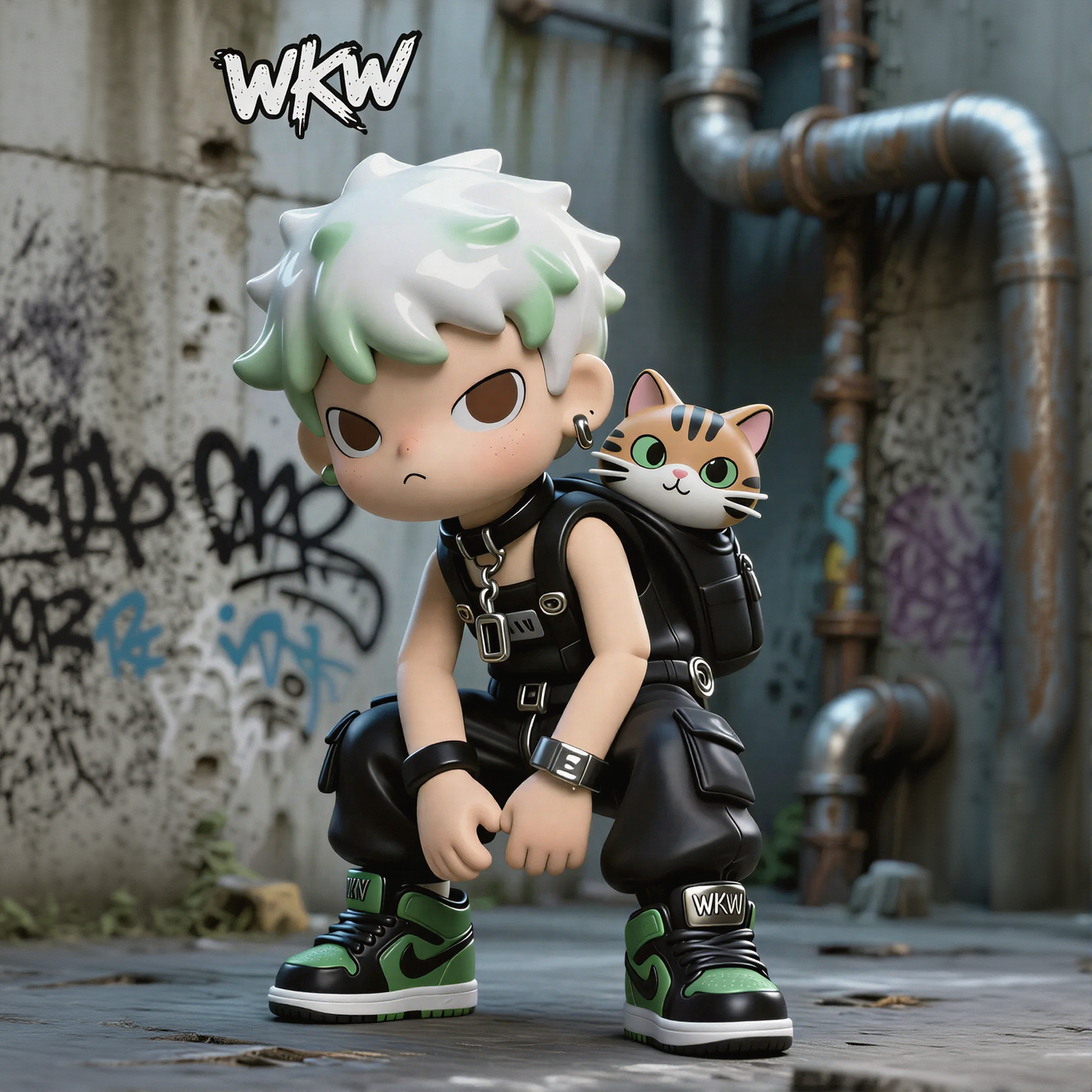Trendy Boy & Cat Figurine