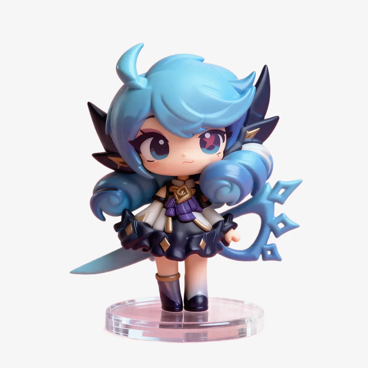 Blue Hair Cute Character Q Version Figurine