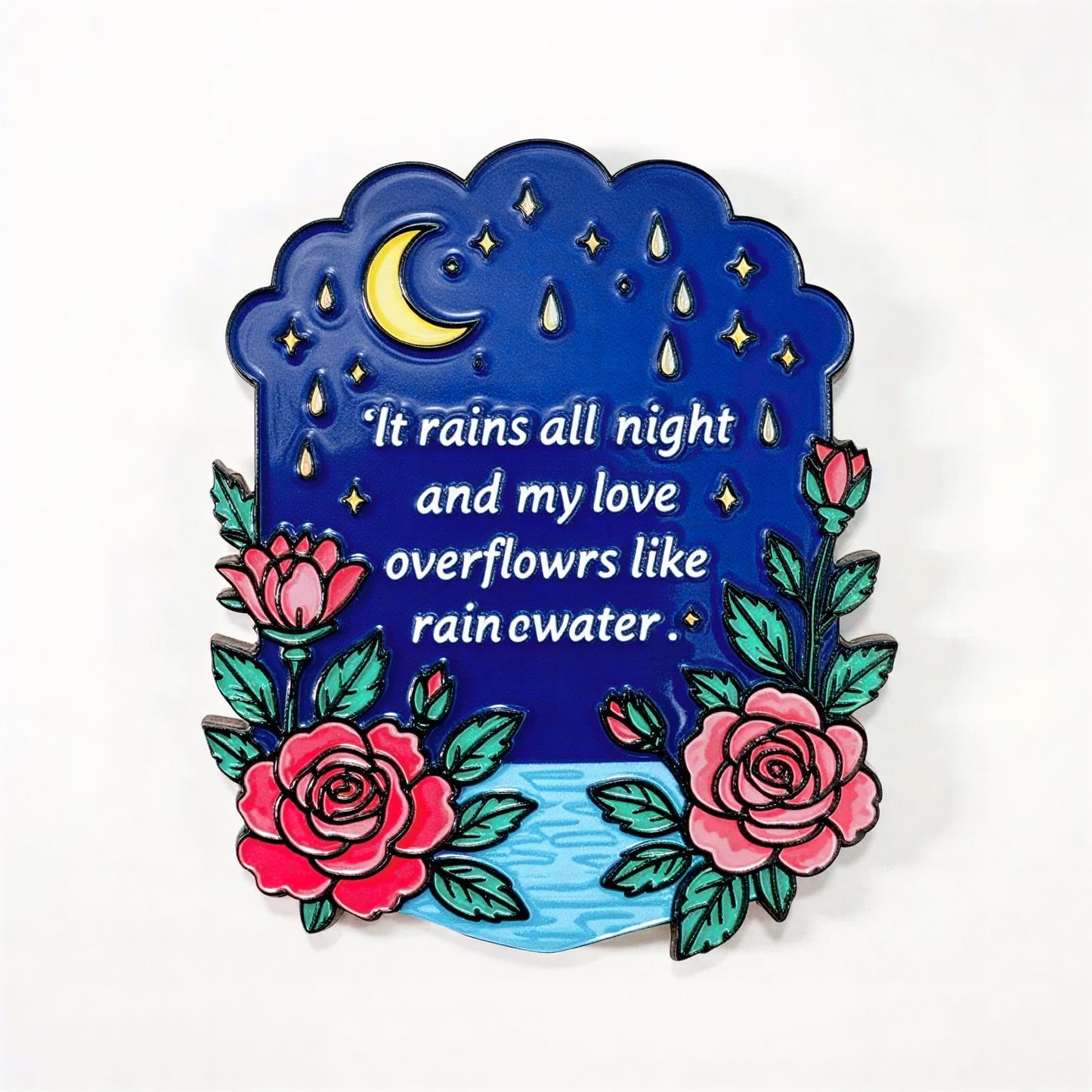 Rose Love in Rainy Night Fridge Magnet