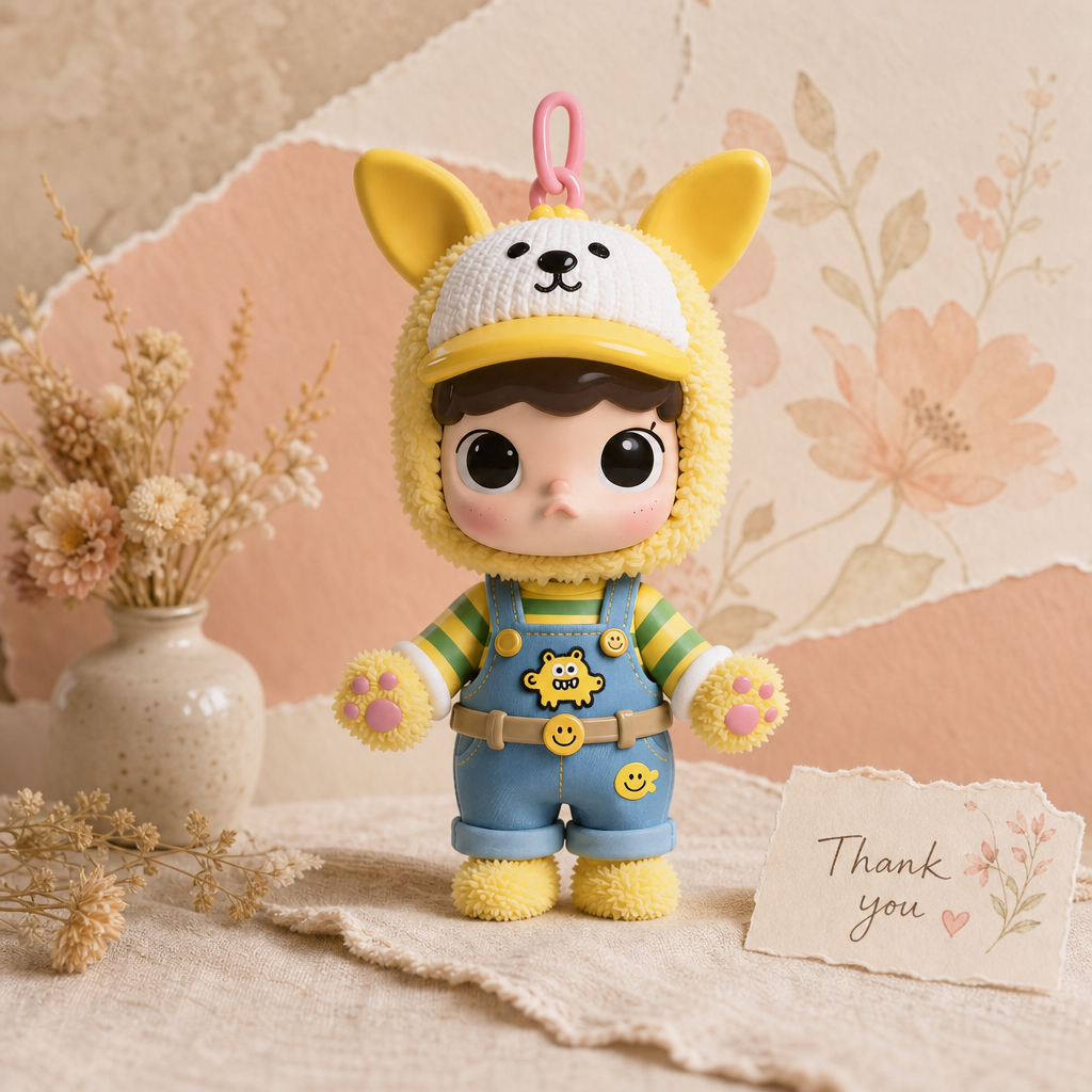 Fluffy Puppy‑Hat Boy Figurine