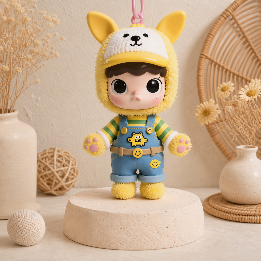 Fluffy Puppy‑Hat Boy Figurine