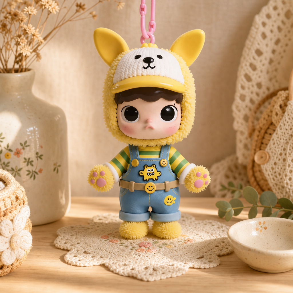 Fluffy Puppy‑Hat Boy Figurine