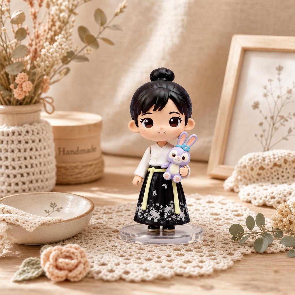 Korean Sewing‑Style Girl Figurine