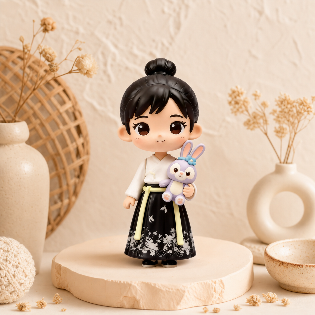 Korean Sewing‑Style Girl Figurine