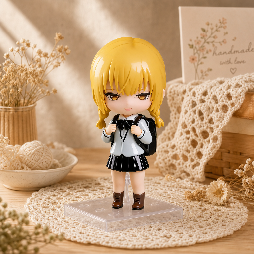 Chibi Blonde Twin‑tail School Girl Figurine