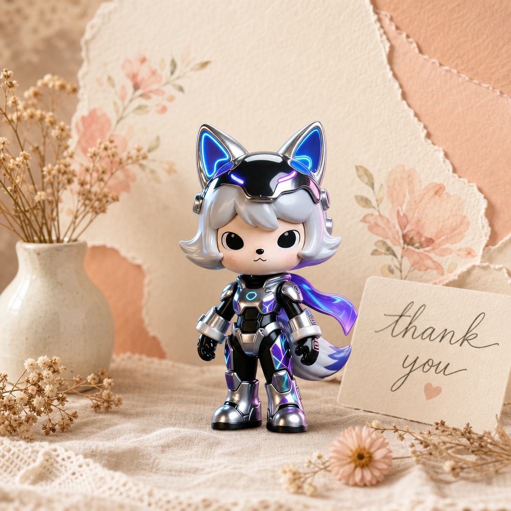 Neon City Fox Mecha Character Figurine
