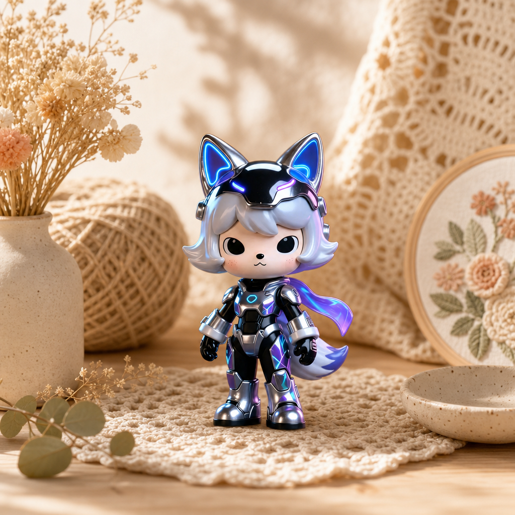 Neon City Fox Mecha Character Figurine