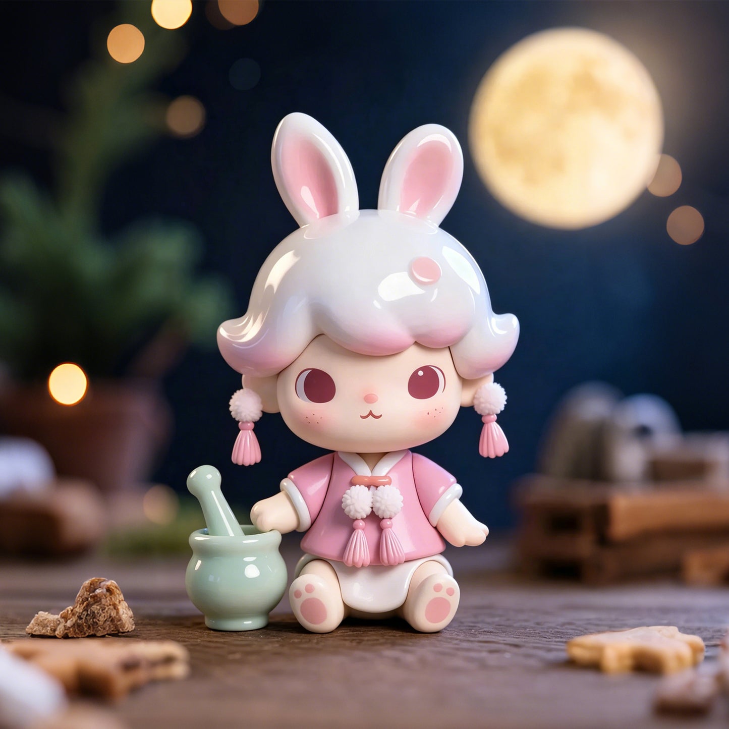Mid‑Autumn Cute Rabbit Kid Figurine